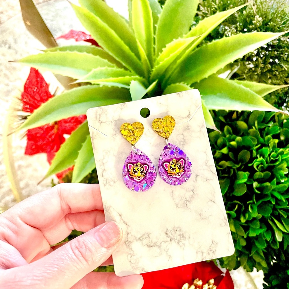 Tiger Acrylic Sticker Earrings - Picture 3 of 4
